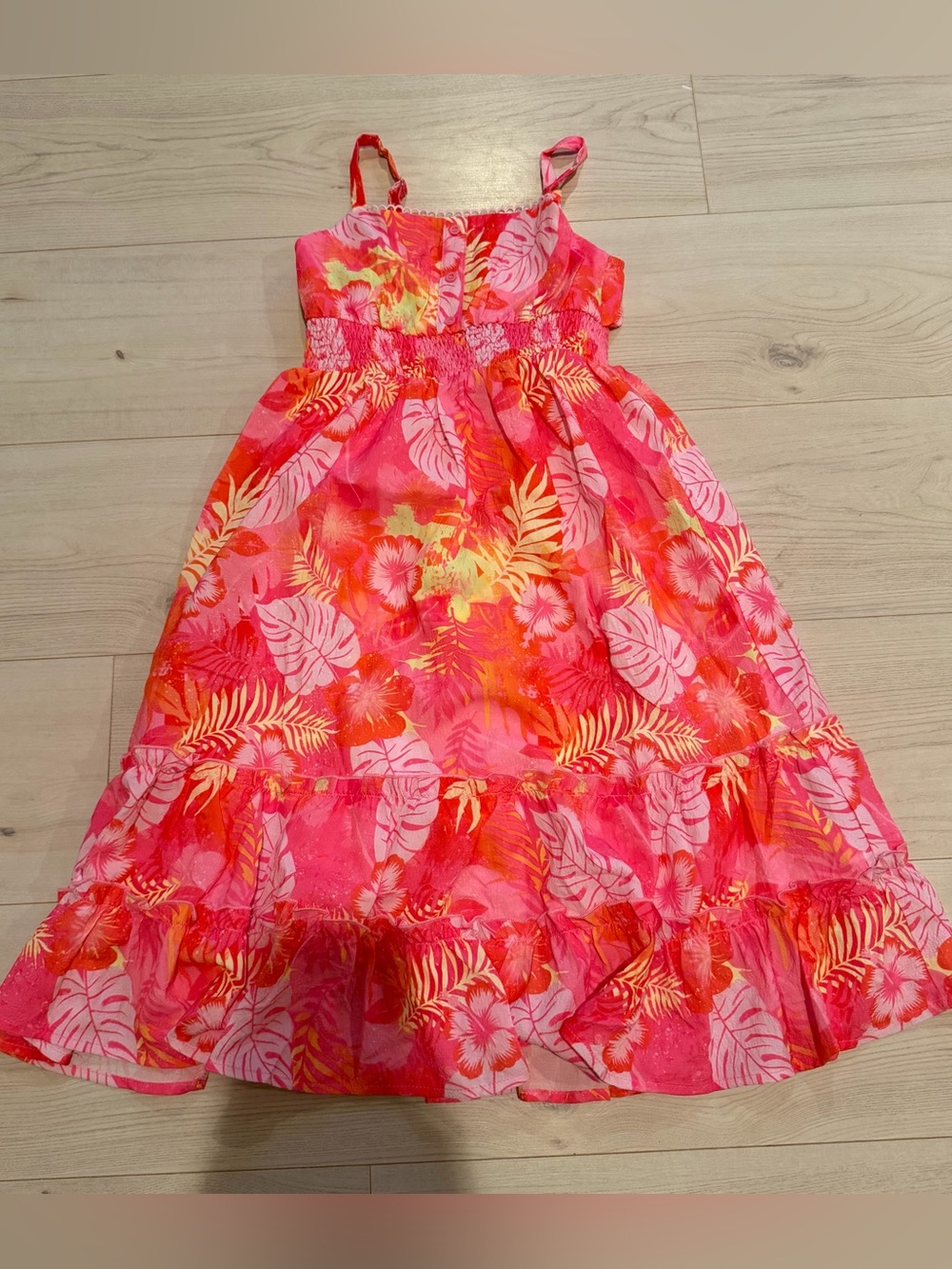 Grace Karin Pink Tropical Sundress for Girls NWT